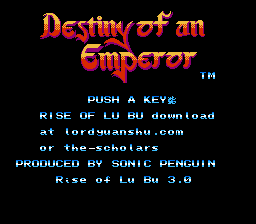 Destiny of an Emperor - Rise of Lu Bu Title Screen